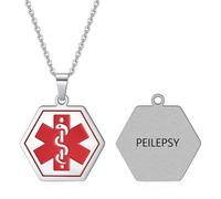 AITENME Collar de alerta médica para mujer, collar de identificación médica ajustable de acero inoxidable con colgante de cadena de placa de perro grabado personalizado, Acero inoxidable, No es una