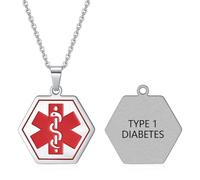 AITENME Collar de alerta médica para mujer, collar de identificación médica ajustable de acero inoxidable con colgante de cadena de placa de perro grabado personalizado, Acero inoxidable, No es una