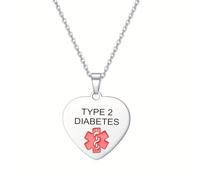 AITENME Collar de alerta médica para mujer, collar de identificación médica ajustable de acero inoxidable con colgante de cadena de placa de perro grabado personalizado, Acero inoxidable, No es una