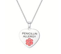 AITENME Collar de alerta médica para mujer, collar de identificación médica ajustable de acero inoxidable con colgante de cadena de placa de perro grabado personalizado, Acero inoxidable, No es una