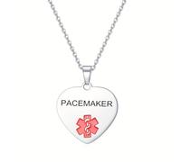 AITENME Collar de alerta médica para mujer, collar de identificación médica ajustable de acero inoxidable con colgante de cadena de placa de perro grabado personalizado, Acero inoxidable, No es una