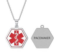 AITENME Collar de alerta médica para mujer, collar de identificación médica ajustable de acero inoxidable con colgante de cadena de placa de perro grabado personalizado, Acero inoxidable, No es una