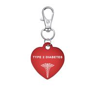 AITENME Llavero médico de identificación de alerta médica, sirena para hombre y mujer, sirenas rojas, emergencia, amor, moda médica, accesorios de encanto, regalos, Diabetes tipo 2, mm