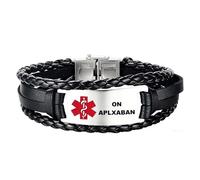 AITENME Pulsera de alerta médica para hombres y mujeres, pulsera de identificación médica de cuero trenzado del Reino Unido, banda de emergencia para salud, etiqueta de identificación, joyería de