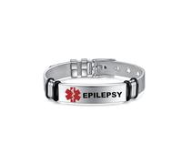 AITENME Pulsera médica para mujer SOS para hombre, pulsera médica personalizada de alerta de identificación médica de emergencia, pulsera médica de acero inoxidable, EPILEPSY