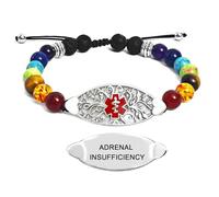 AITENME Pulseras de alerta médica para mujer, pulsera curativa de chakras del Reino Unido, etiqueta de identificación de emergencia con joyería médica grabada para adultos, 1, Acero inoxidable, Sin