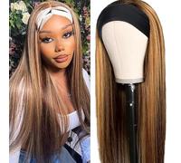 Aiterina Peluca de cabello humano lacio para mujeres negras, pelucas brasileñas virgenes hechas a máquina, 4/27, rubio, hecha a máquina, 150% de densidad, 18 pulgadas