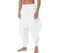 AITFINEISM Pantalones para Hombre Aladdin Hippie Harem, 012 Blanco, S