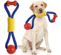 Aitmexcn Juguetes interactivos de cuerda para perros, tirón de guerra, juguetes resistentes para perros grandes, medianos y pequeños, juguetes masticables 100% algodón para aburrimiento, limpieza de