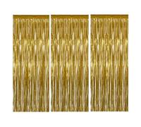 AiTodos® 3Piezas Cortina Fiesta, Reutilizables,1 x 2 m, Oro