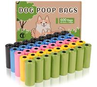 AiTodos® 600PCS Bolsas Caca Perro, 5 Colores, Adecuado Salir de Casa, Bolsas Excrementos Perros-31 * 22CM, Polietileno-Material, Portátil -Negro, Azul, Rosa, Amarillo, Verde(40 Rollos, 15 por Rollo)