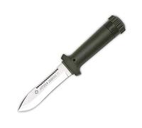 Aitor Cuchillo Jungle King III con Hoja de Acero INOX X42 de 10,5 cm y empuñadura de Poliamida Verde de 11,5 cm Hueco + Kit Supervivencia + portabotellas Regalo