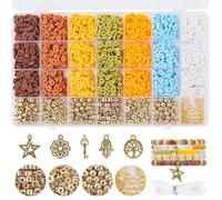 Aitsite Juego de pulseras para hacer tú mismo, 3500 perlas de arcilla polimérica, 7 colores vintage, juego de joyas de 6 mm para la fabricación de pulseras, collares y pendientes