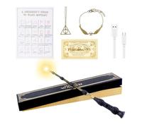 Aitsite Magic Wand2, varitas de mago de 35 cm, varita iluminada de carga USB, varita mágica en caja de regalo con tarjeta de hechizo, boleto de estación y collar, pulsera oficial