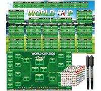 Aitsite Planificador de fútbol 2026, póster para decoración del Mundial de Fútbol 2026, planificador de fútbol con pegatinas de bandera y bolígrafo, todos los juegos, fechas y lugares (PVC, 930 x 558