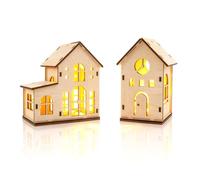 Aitsite Villaggio Natalizio 2 Pezzi, Casette Natalizie Luminose Led, Villaggio Di Natale, Decorazioni Natalizie per La Casa per Centro Tavola Natalizio, Casette Di Natale Decorazioni Natalizie