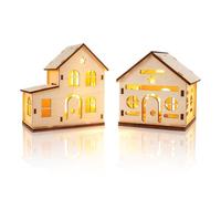 Aitsite Villaggio Natalizio 2 Pezzi, Casette Natalizie Luminose Led, Villaggio Di Natale, Decorazioni Natalizie Per La Casa Per Centro Tavola Natalizio, Casette Di Natale Decorazioni Natalizie Per Int