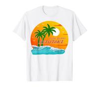 Aitutaki Palmeras Islas Cook Sol Pacífico Sur Polinesia Camiseta gráfica económica, Hombre, Blanco, L