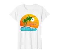 Aitutaki Palmeras Islas Cook Sol Pacífico Sur Polinesia Camiseta gráfica económica, Mujer, Blanco, S