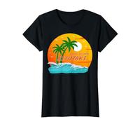 Aitutaki Palmeras Islas Cook Sol Pacífico Sur Polinesia Camiseta gráfica económica, Mujer, Negro, L