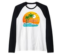 Aitutaki Palmeras Islas Cook Sol Pacífico Sur Polinesia Camiseta Manga Raglan