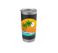Aitutaki Palmeras Islas Cook Sol Pacífico Sur Polinesia Vaso térmico de acero inoxidable de doble pared