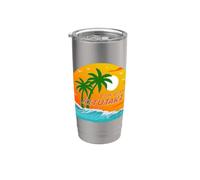 Aitutaki Palmeras Islas Cook Sol Pacífico Sur Polinesia Vaso térmico de acero inoxidable de doble pared