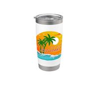 Aitutaki Palmeras Islas Cook Sol Pacífico Sur Polinesia Vaso térmico de acero inoxidable de doble pared