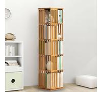 AityBuy Estantería Giratoria De 360°, Estantería Giratoria De 5 O 6 Niveles, Estantería De Esquina, Organizador De Estantería De Madera Maciza OriginalColor-5Tier