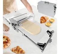 AityBuy Laminadora De Masa Plegable, Laminadora Eléctrica De Acero Inoxidable, Grosor Ajustable De 1,8 a 3 Cm, Laminado hacia Adelante Y hacia Atrás, para Hojaldre Y Pastelería.