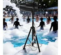 AityBuy Máquina De Espuma a Chorro, Máquina De Espuma Grande para Escenarios, Máquina De Burbujas con Cabezal Vibratorio para Fiestas, Control Eléctrico Manual, ángulo Ajustable