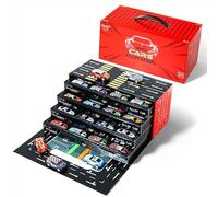 AIUAZA Juego de mini carro de hierro fundido para niños, juego de carro de hierro fundido con garaje y pista, producción en masa de carrito de juguete para niños, adecuado para niños de edad