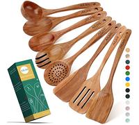 Utensilios de madera para cocinar, cucharas de madera para cocinar, espátula de madera y utensilios de madera para utensilios de cocina antiadherentes