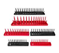 AIUITIO Juego de 6 bandejas organizadoras de enchufes, bandejas de almacenamiento métricas SAE rojas y negras, 1/4 pulgadas, 3/8 pulgadas y 1/2 pulgadas, soportes profundos y poco profundos para cajas