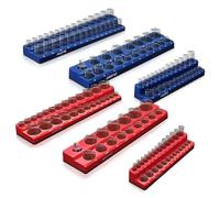 AIUITIO Juego de organizador magnético de 6 piezas, soporte magnético para llaves de vaso que incluye bandejas métricas SAE de 1/4, 3/8 y 1/2 pulgadas, capacidad para 143 piezas de enchufes estándar y