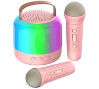 AIUNAOM Microfonos Karaokes Infantil 2 Micrófonos Altavoz Bluetooth Portátil con Luces LED 5 Efectos de Sonido Mágicos Juguete para Niños y Niñas Festividades