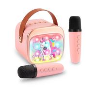AIUNAOM Mini Máquina de Karaoke con 2 Micrófonos para Niños, Regalos de Unicornio para Niñas Juguete Infantil 3-12 Años Set de Karaoke con 2 Micrófonos - Set de Karaoke para Niños