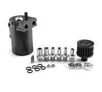 Aiuphing decantador aceite coche, Universal oil catch can, recuperación de vapor de aceite de motor de aluminio de 300ml, con filtro de aire, manguera y otros accesorios (Negro)