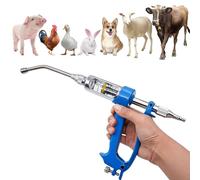 Aiupuyer Dispensador de medicamentos Veterinarios de 30 ml, Pistola de alimentación de Metal Ajustable para Uso Veterinario Herramienta de alimentación para Cerdos, Vacas, ovejas y Caballos