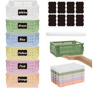 Aiuuee 6 Piezas Caja Plegable Plastico, Cesta Plegable Estable, Pequeñas Cajas de Almacenamiento Plegables de Plástico Apilable Cestas Organizadoras Plastico (15 x 9,8 x 5,7 cm)