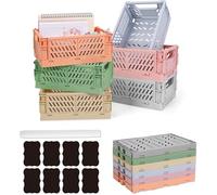 Aiuuee 6 Piezas Caja Plegable Plastico, Cesta Plegable Estable, Pequeñas Cajas de Almacenamiento Plegables de Plástico Apilable Cestas Organizadoras Plastico