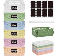 Aiuuee 6 Piezas Caja Plegable Plastico, Cesta Plegable Estable, Pequeñas Cajas de Almacenamiento Plegables de Plástico Apilable Cestas Organizadoras Plastico (15 x 9,8 x 5,7 cm)
