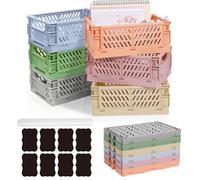 Aiuuee 6 Piezas Caja Plegable Plastico, Cesta Plegable Estable, Pequeñas Cajas de Almacenamiento Plegables de Plástico Apilable Cestas Organizadoras Plastico(25,5 x 15 x 9,7 cm)