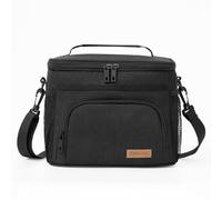 Aiuuee Bolsa térmica para el almuerzo de 9 L, espesada, bolsa nevera pequeña con correas, bolsa de almuerzo portátil para escuela, oficina, trabajo, viaje, picnic (negro)