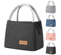 Aiuuee Bolsa Termica Porta Alimentos 8L, Reutilizables Bolsa Nevera Pequeña con Aislamiento, Portátil Bolsa Comida para Trabajo, Escuela, Viajes, Picnic(Negro)