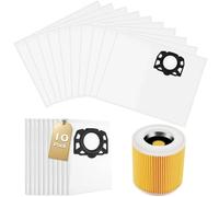 Aiuuee Kit 10 Bolsas para Karcher WD3 WD2 Plus SE 4001 SE 4002 KWD1-3 WD3.200 2.863-314.0 con Filtro, Accesorio para Karcher KFI 357