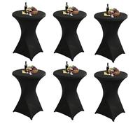 Aiuuee Set de 6 Funda Mesa Plegable, Fundas Elásticas para Mesas Redondas de Bar, Ø 80-85 cm Mantel Elastico, Mantel Mesa Redonda para Cóctel Boda Banquete (80 x 110 cm, Negro)