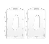 AIVEKE 2 Piezas Soporte para tarjetas - Porta Badge Titulares Vertical y Horizontal Tarjetas de Identificación Transparente PC Plástico para Tarjetas de Proximidad, Documentos de Identificación