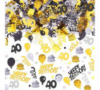 AIVEKE Confeti 40º Cumpleaños Decoración de Mesa - Feliz Decoración de Cumpleaños Confeti Dorado Negro para Mujer Hombre, 15g