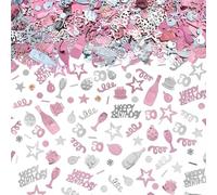 AIVEKE Confeti de Cumpleaños - 50th Oro Rosa Confetii Decoraciones de Confeti de Mesa Decoración de Fiesta Happy birthday Confetti